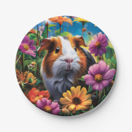 Prato De Papel Porco-guineense entre flores vibrantes