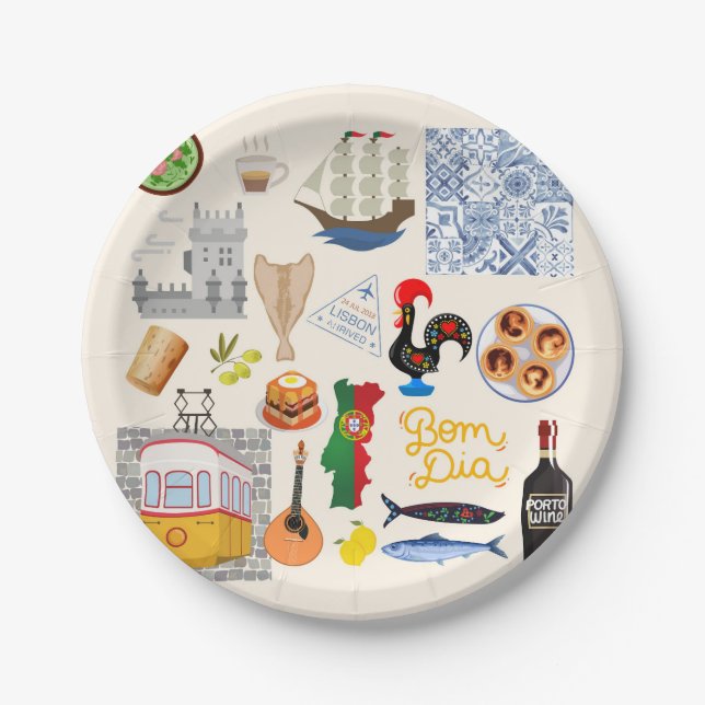 Prato De Papel Portugal - Símbolos Viagem Amantes (Frente)