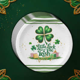 Prato De Papel Pouca sorte do Chá de fraldas Dourado de Shamrock