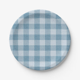 Prato De Papel Powder Blue Gingham Buffalo Check Linen Texture