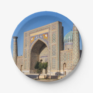 Prato De Papel Praça Registan ao pôr do sol - Samarkand, Usbequ