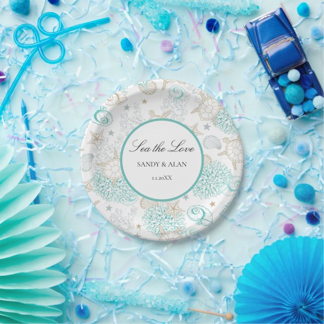 Prato De Papel Praia de Amor Marítimo Casamento  (Festa)