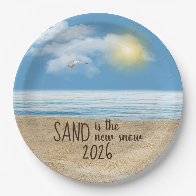 Prato De Papel Praia do Oceano 2026 Com Gaivota (Frente)