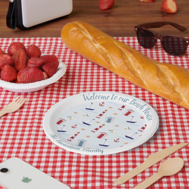 Prato De Papel Praia foi bem-vinda à nossa praia (Piquenique)