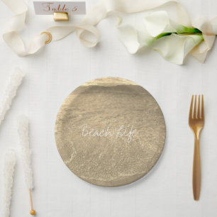 Prato De Papel Praia Life Cotação Oceânica Limpa Água Dourada CHU