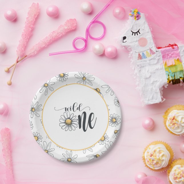 Prato De Papel Prata de aniversário de margarida - Selvagem - Bra (Festa)