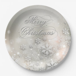 Prato De Papel Prata de floco de neve no Natal Elegante