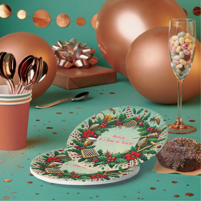 Prato De Papel Prata de Natal de Férias Com Cerveja (Múltiplo)