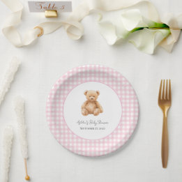 Prato de Papel Preppy Classic Teddy Bear Baby Show