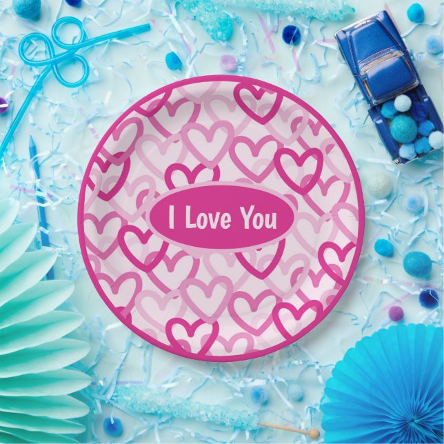 Prato De Papel Preppy Hearts Pink (Festa)