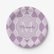 Preppy Light Purple Argyle Girly Monograma e Nome