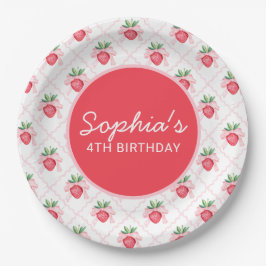Prato De Papel Preppy Watercolor Morangos Berry Sweet