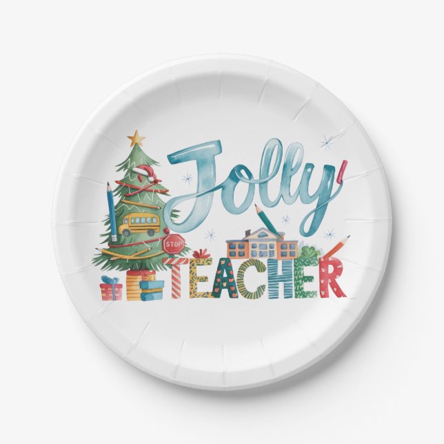 Prato De Papel Presente de Professor | Feliz Natal Alegre Profess (Frente)