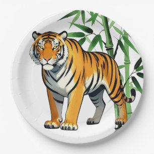 Prato De Papel Presente de Tigre de Desenho Animado Amante de Tig