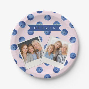Prato De Papel Presente Personalizado Aquarela Mirtilo Azul Fofo