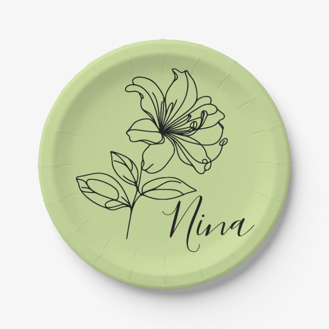 Prato De Papel Presente Personalizado da Flor de Nascimento Junho (Frente)