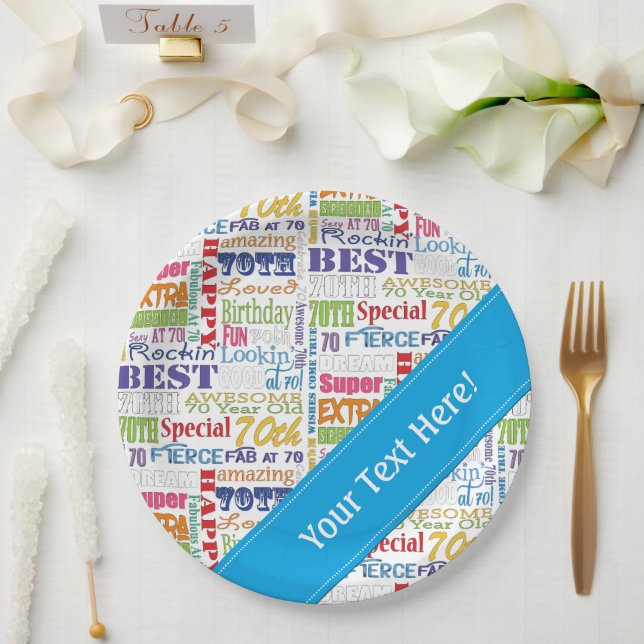 Prato De Papel Presentes De Festa de aniversário De 70 Especial E (Casamento)