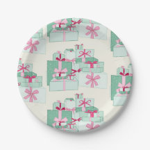 Presentes de Natal Empilhados Verde e Rosa