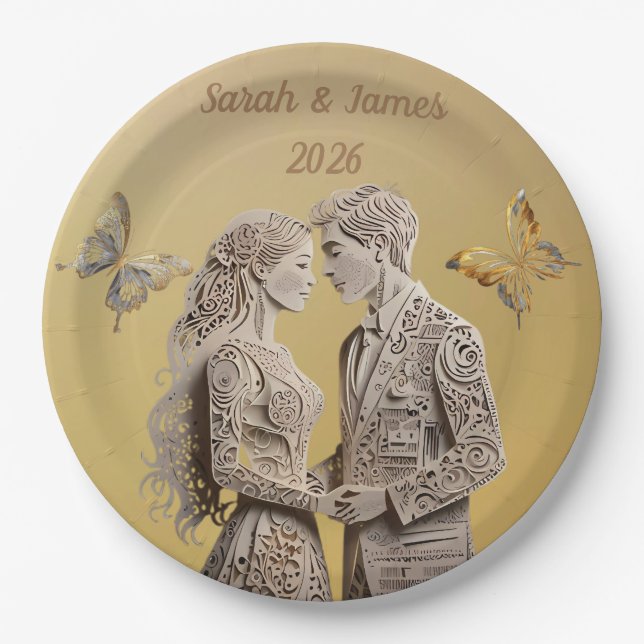 Prato De Papel Presentes de noiva e noiva (Frente)