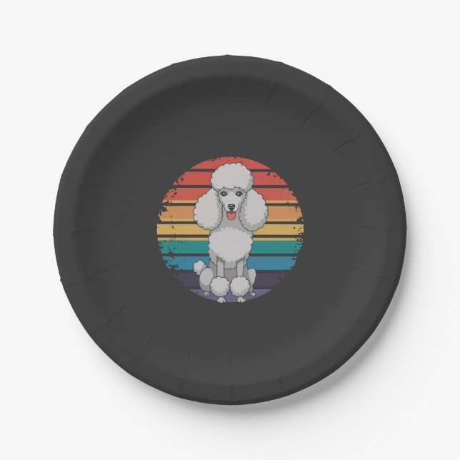 Prato De Papel Presentes Retro de Cão Amante de Poodle para Homen (Frente)