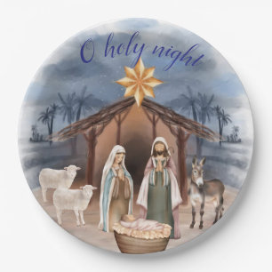 Prato De Papel Presépio Cena da Igreja do Partido de Natal