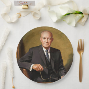 Prato De Papel Presidente Dwight D. Eisenhower Retrato da Repúbli