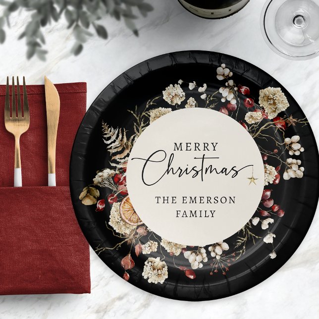 Prato de Papel Preto de Natal (Black Christmas Paper Plate
)