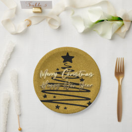 Prato de Papel Preto Dourado