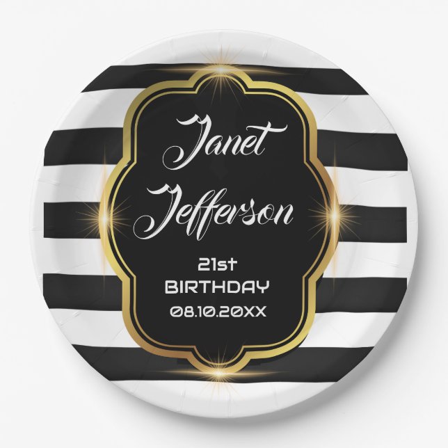 Prato De Papel Preto e Branco (Frente)