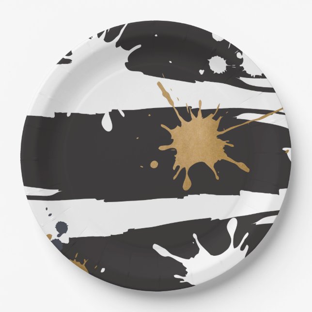 Prato de Papel Preto e Dourado (Frente)