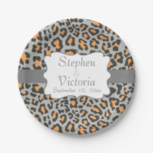 Prato De Papel Preto-Leopardo Personalizado, Cinzas, Placas De Pa