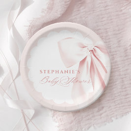Prato De Papel Pretty Pink Bow Baby Shower Paper Plates