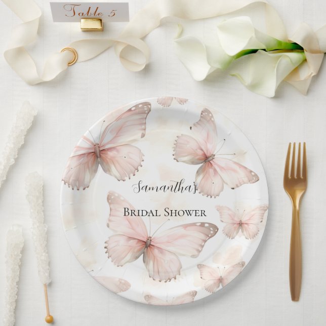 Prato De Papel Pretty Pink Butterflies Bridal Shower (Casamento)