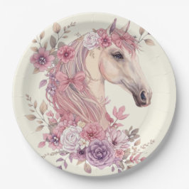 Prato De Papel Pretty Ponies and Petals Horse Party Plate – 9”