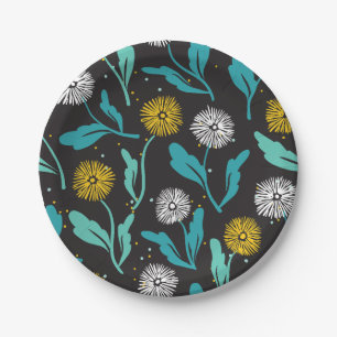 Prato De Papel Primavera Dandelion Flores e Folhas Design