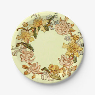 Prato De Papel Primavera Floral Frota Flor-Rosa Flor-Rosa Arte