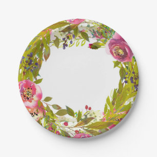 Prato De Papel Primavera Floral Rosa Flores Casamento