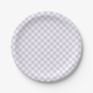 Prato De Papel Primavera Retro Gingham Lavanda Empoeirada