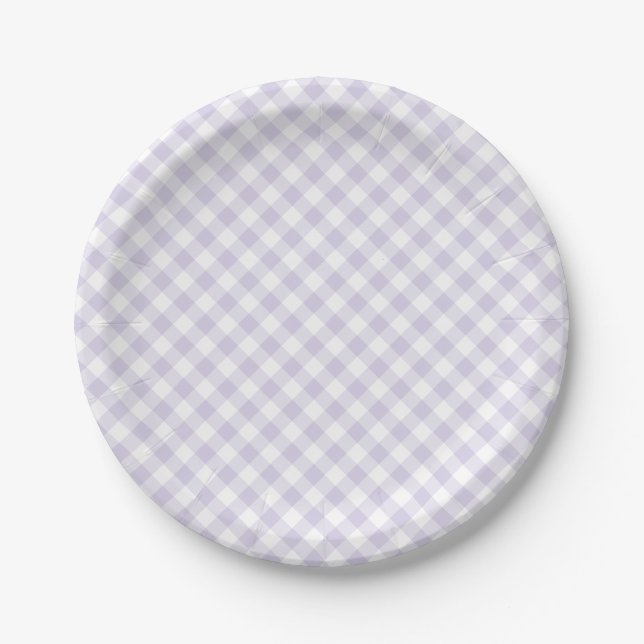 Prato De Papel Primavera Retro Gingham | Lavanda Empoeirada (Frente)