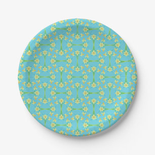 Prato De Papel Primavera Sunshine Daffodils Sky Blue Paper Placa