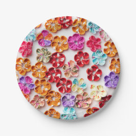 Prato De Papel Primavera tecido com costura manual Flores multico