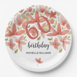 Prato De Papel Primavera Verão Vibrante Jardim Aquarela Floral