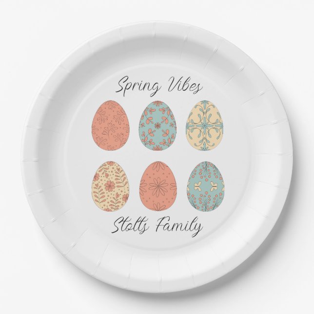 Prato De Papel Primavera Vibes - Placa de papel de Páscoa persona (Frente)