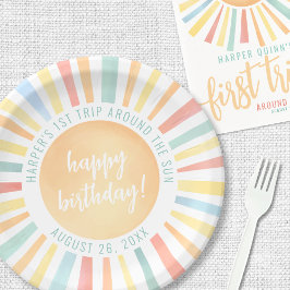 Prato De Papel Primeira Viagem Em Torno Da Festa Do primeiro aniv