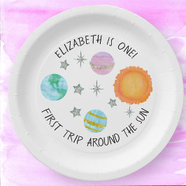 Prato De Papel Primeira viagem em torno das prateleiras de aniver