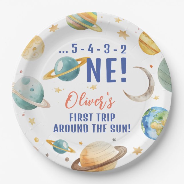 Prato De Papel Primeira Viagem Em Torno Do primeiro aniversario D (Frente)