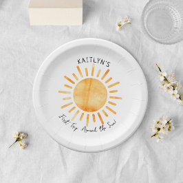 Prato De Papel Primeira viagem em torno do primeiro aniversario d