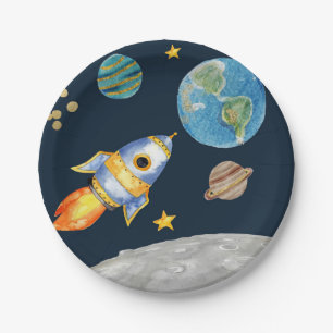 PRATO DE PAPEL PRIMEIRO ANIVERSÁRIO, ANIVERSÁRIO ESPAÇO, APAGAR M