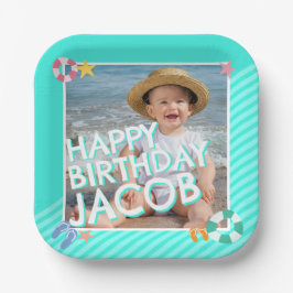 Prato De Papel Primeiro aniversario Blue Boys Summer Sky