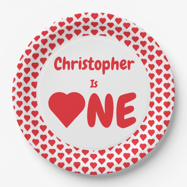 Prato De Papel Primeiro aniversario cardíaco (Frente)